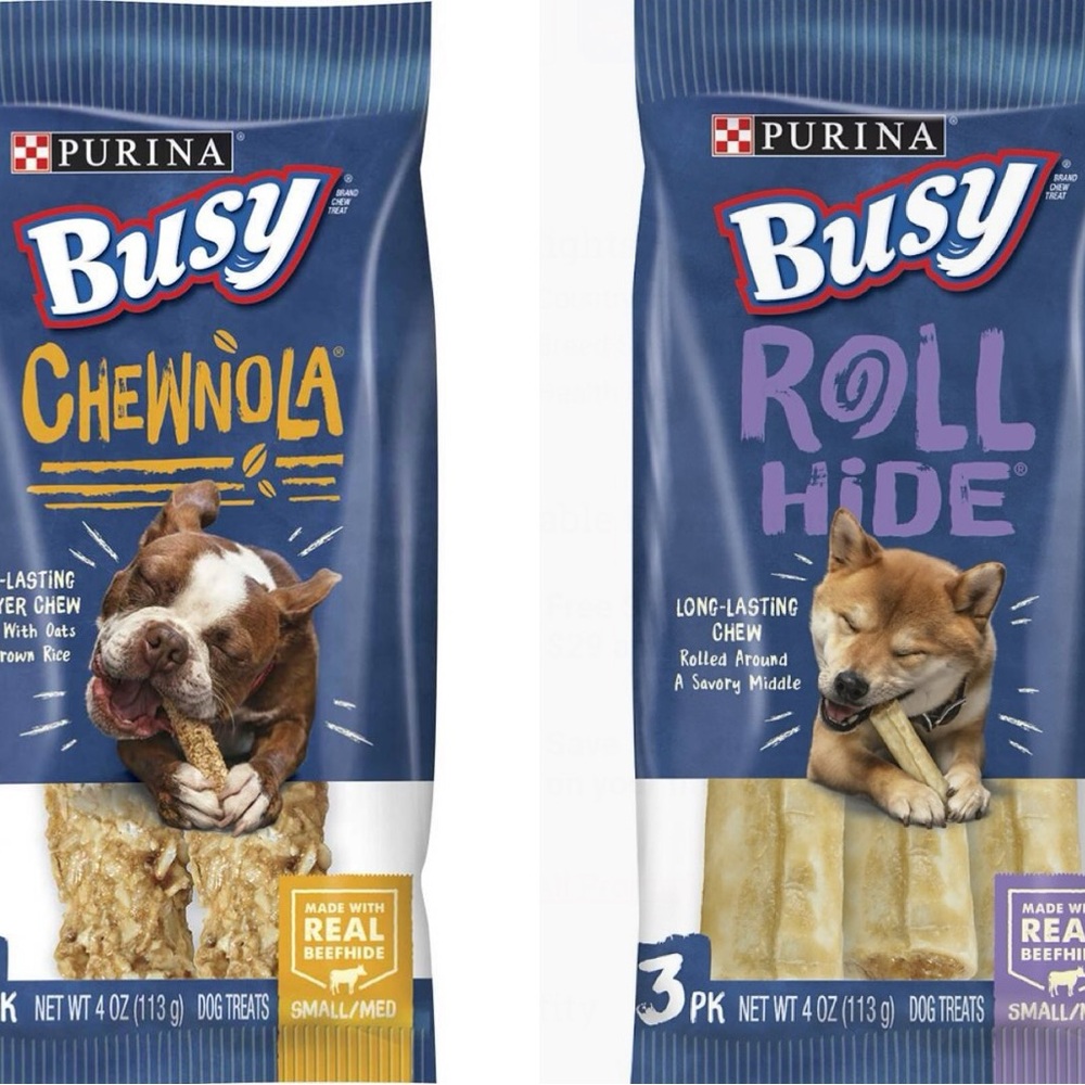 Purina Rollhide and Chewnola Dog Treats Bundle Total Of 5 Chews